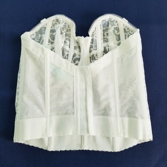 Goddess White Lace Bustier Strapless Longline Bra GD0689 34DD NWT - Picture 4 of 7